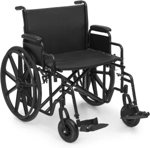 Wide Foldable Wheelchair for Adults: Heavy-Duty 500-lbs Capacity | Folding Transport Self-Propelled Chair with 24-Inch Seat